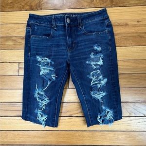 American Eagle Distressed Tipped 360 Jeggings Skinny Jeans Stretch Size 2